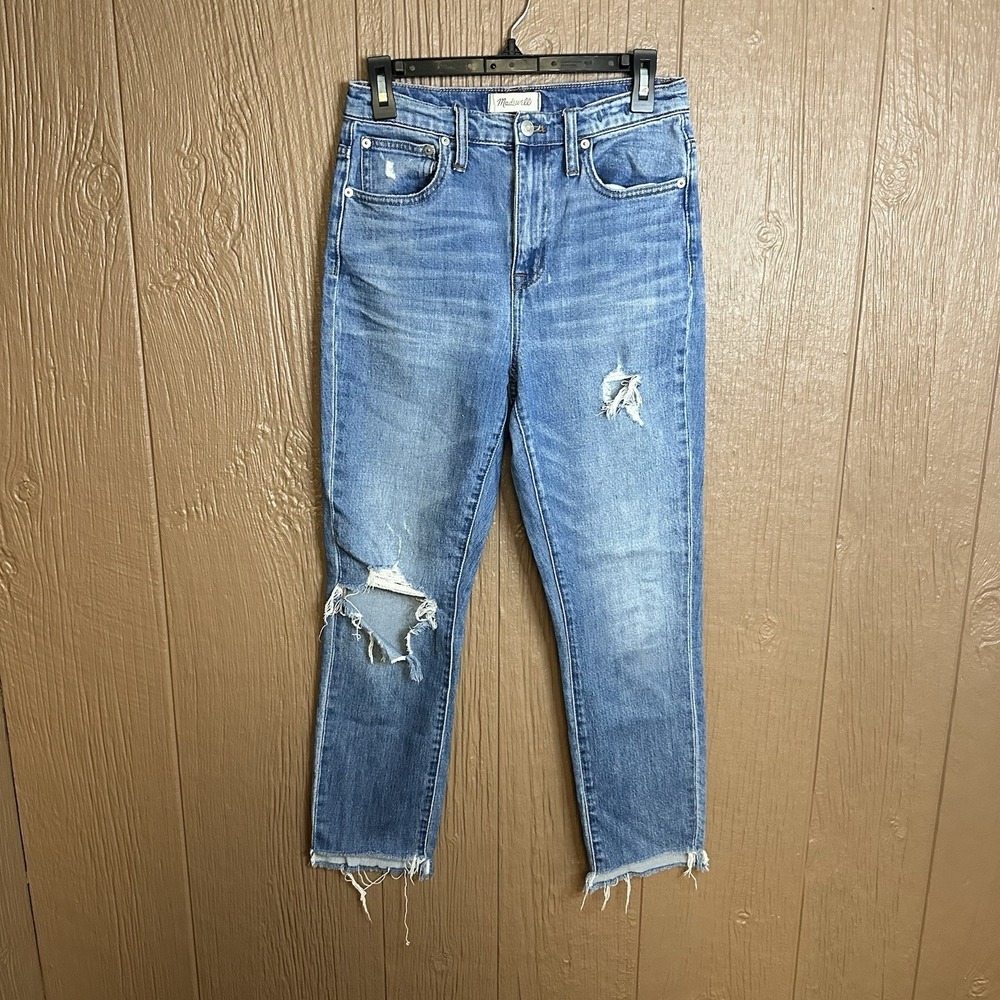 Madewell The High-Rise Slim Crop Boyjean Medium Distressed Wash Size 25 Casual
